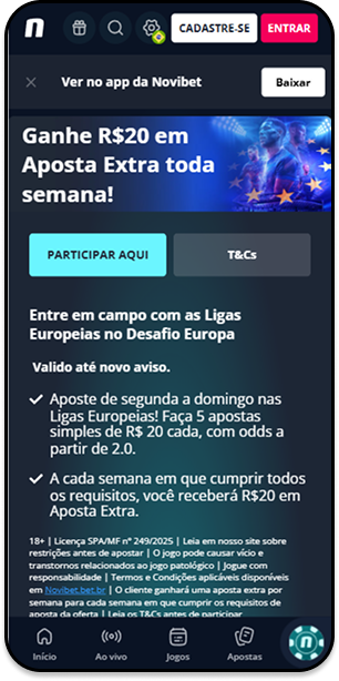 Novibet desafio da europa