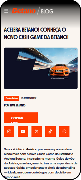 Novo crash game da Betano, o acelera Betano