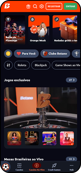 Cassino ao vivo na Betano com jogos exclusivos como Mega Fire Blaze Roulette e Crazy Time
