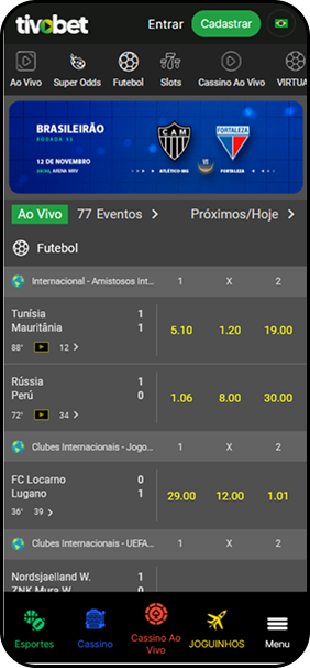 Nova casa Tivobet com odds para o Brasileirão e amistosos internacionais