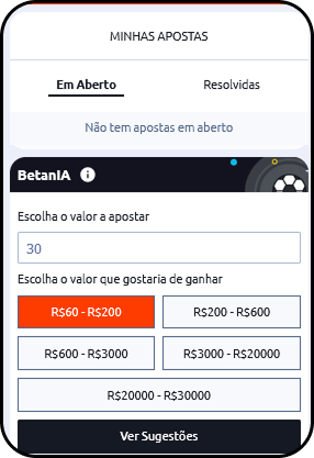 BetanIA assistente de apostas na Betano com opções de valores para apostar e ganhar