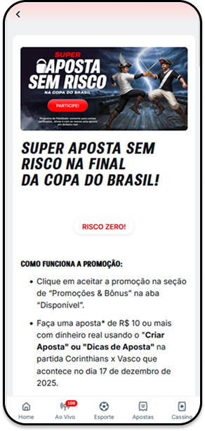 Super aposta sem risco na Superbet para final da Copa do Brasil entre Corinthians e Vasco
