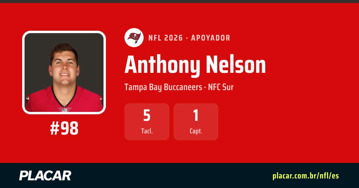 Anthony Nelson: estadísticas, partidos y perfil en la NFL 2026 | Placar