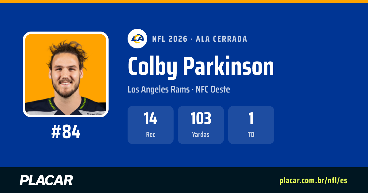 Colby Parkinson: estadísticas, partidos y perfil en la NFL 2026 | Placar