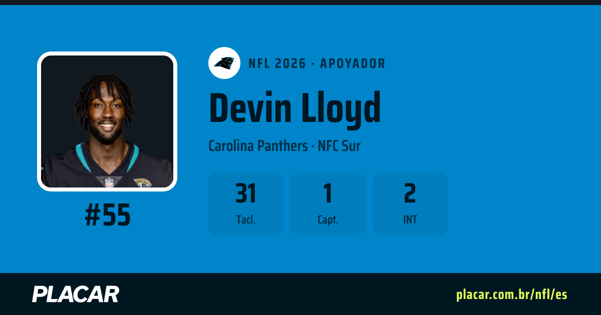 Devin Lloyd: estadísticas, partidos y perfil en la NFL 2026 | Placar