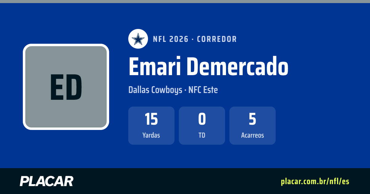Emari Demercado: estadísticas, partidos y perfil en la NFL 2026 | Placar