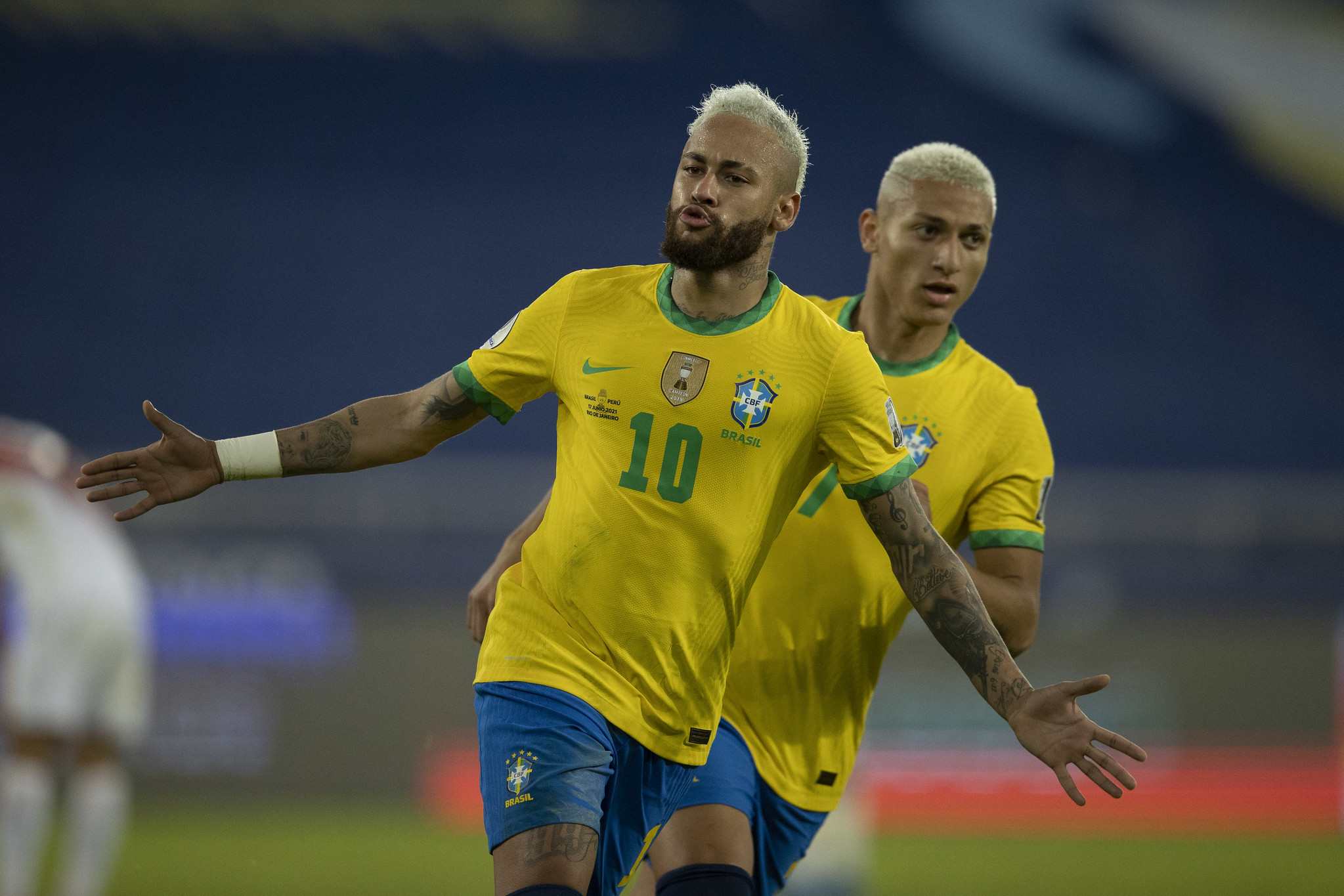 .Neymar comemora gol durante a Copa América -