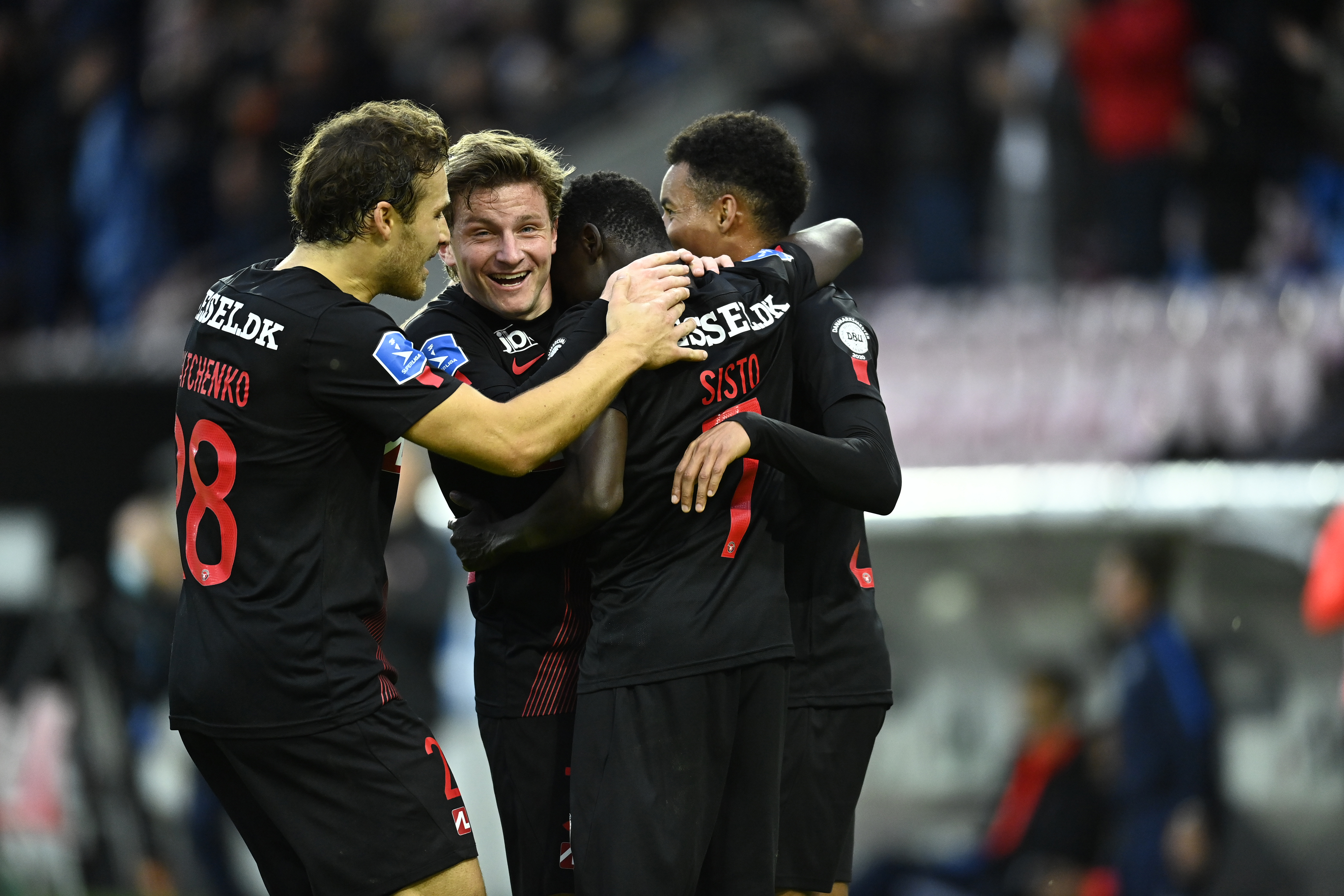 Midtjylland em jogo contra a Atalanta na última Champions -