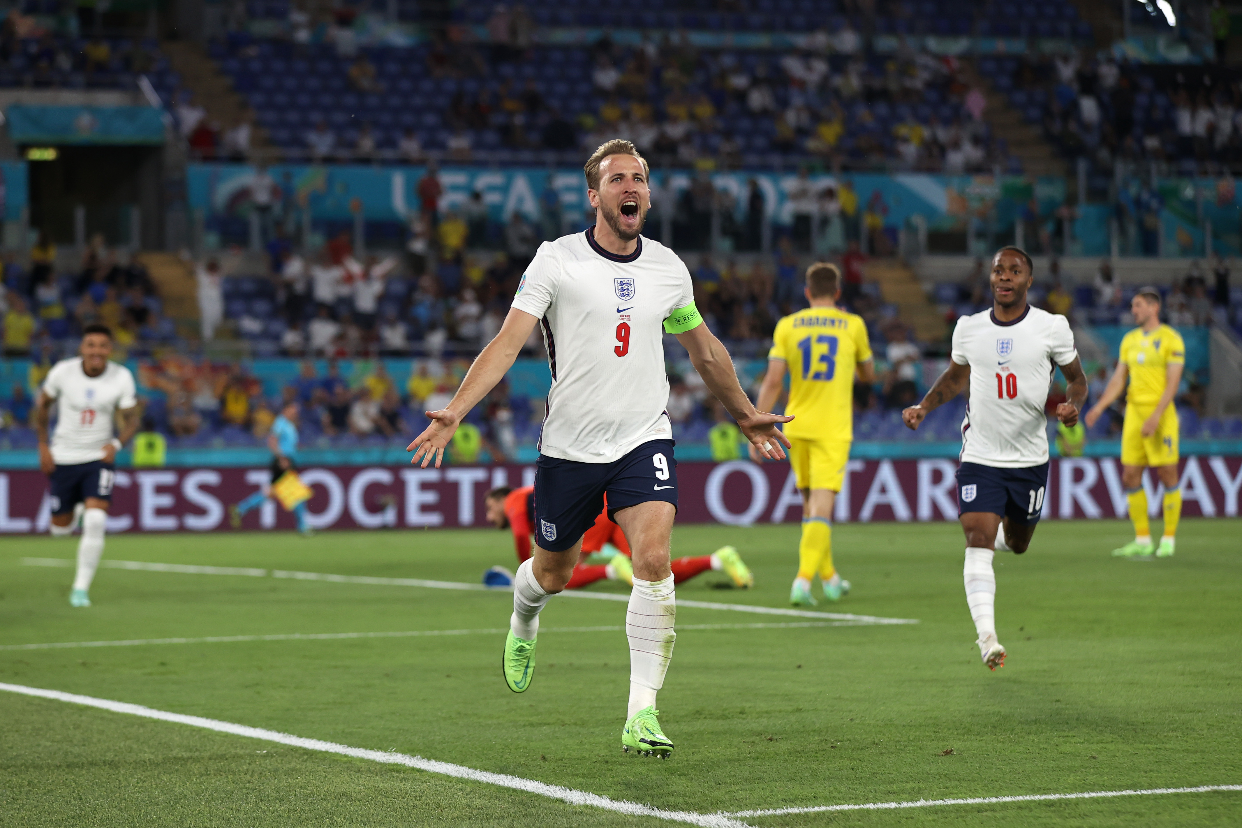 Harry Kane comemora seu gol pela Inglaterra