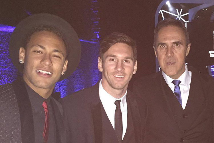 Neymar, Messi e o empresário Wagner Ribeiro –