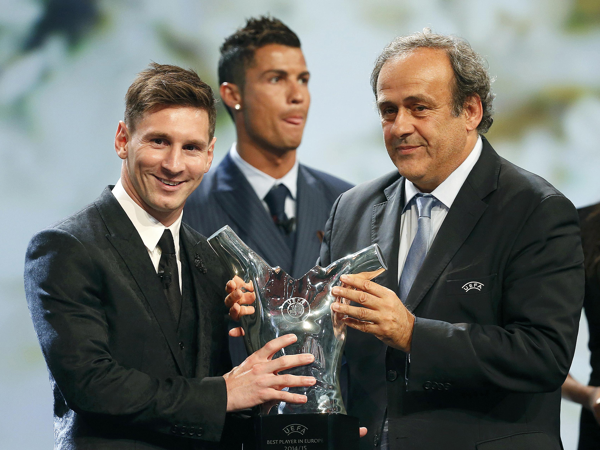 Lionel Messi durante o sorteio da fase de grupos da UEFA Champions League, nesta quinta-feira (27)