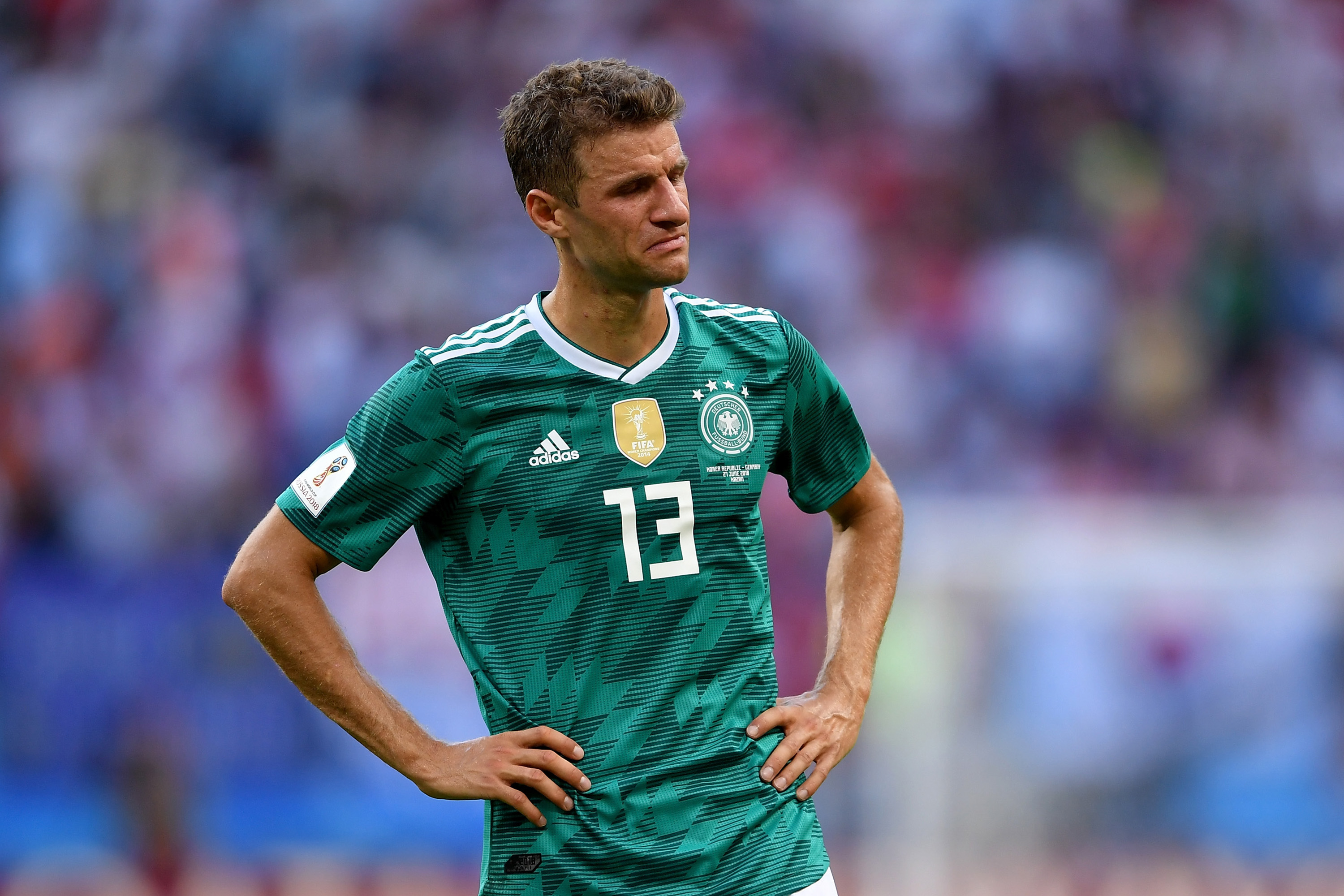Thomas Mueller chora após derrota em partida contra a Coreia do Sul