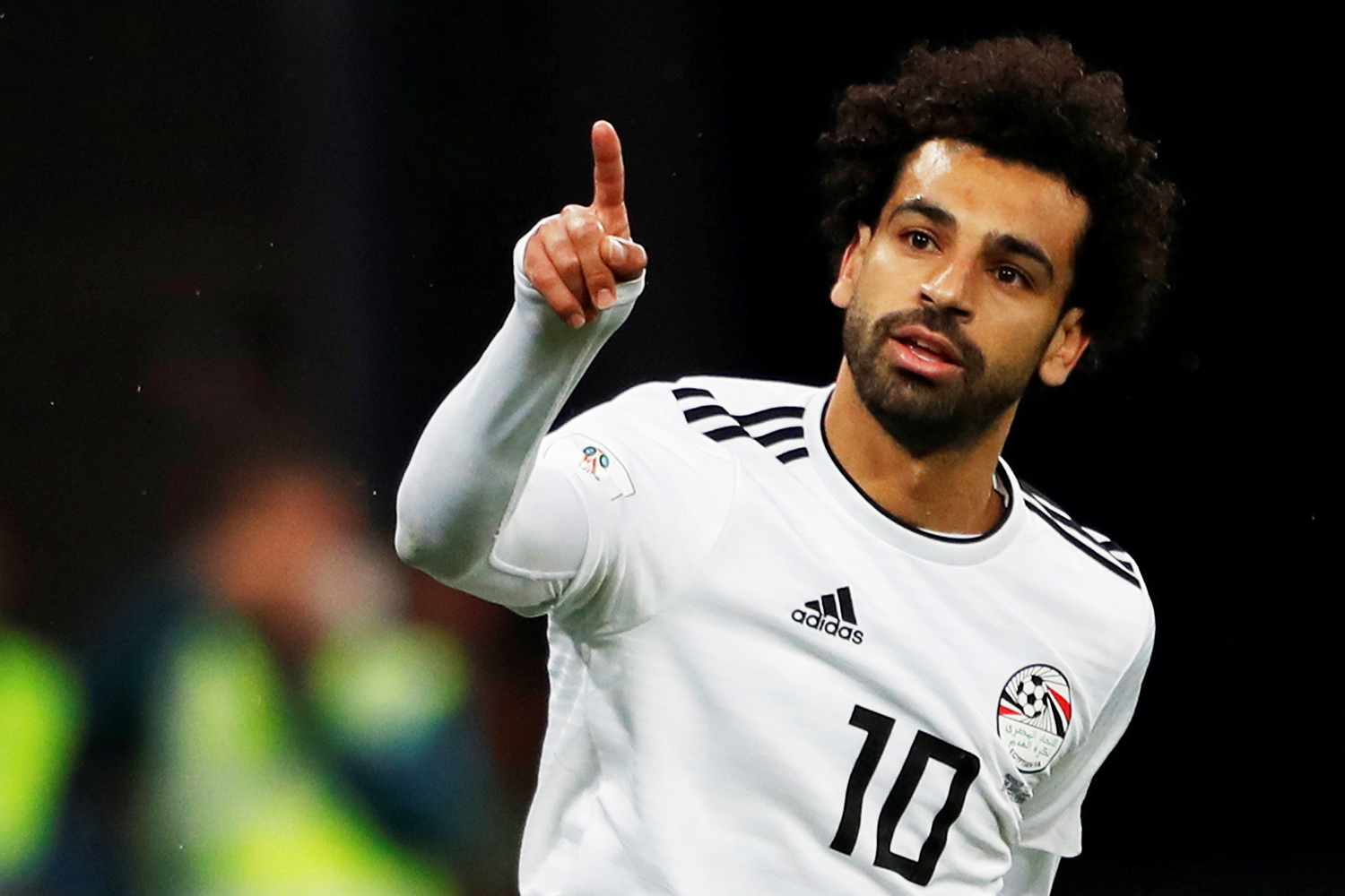 Mohammed Salah comemora após marcar gol de pênalti durante partida entre Rússia e Egito, válida pelo grupo A da Copa do Mundo - 19/06/2018