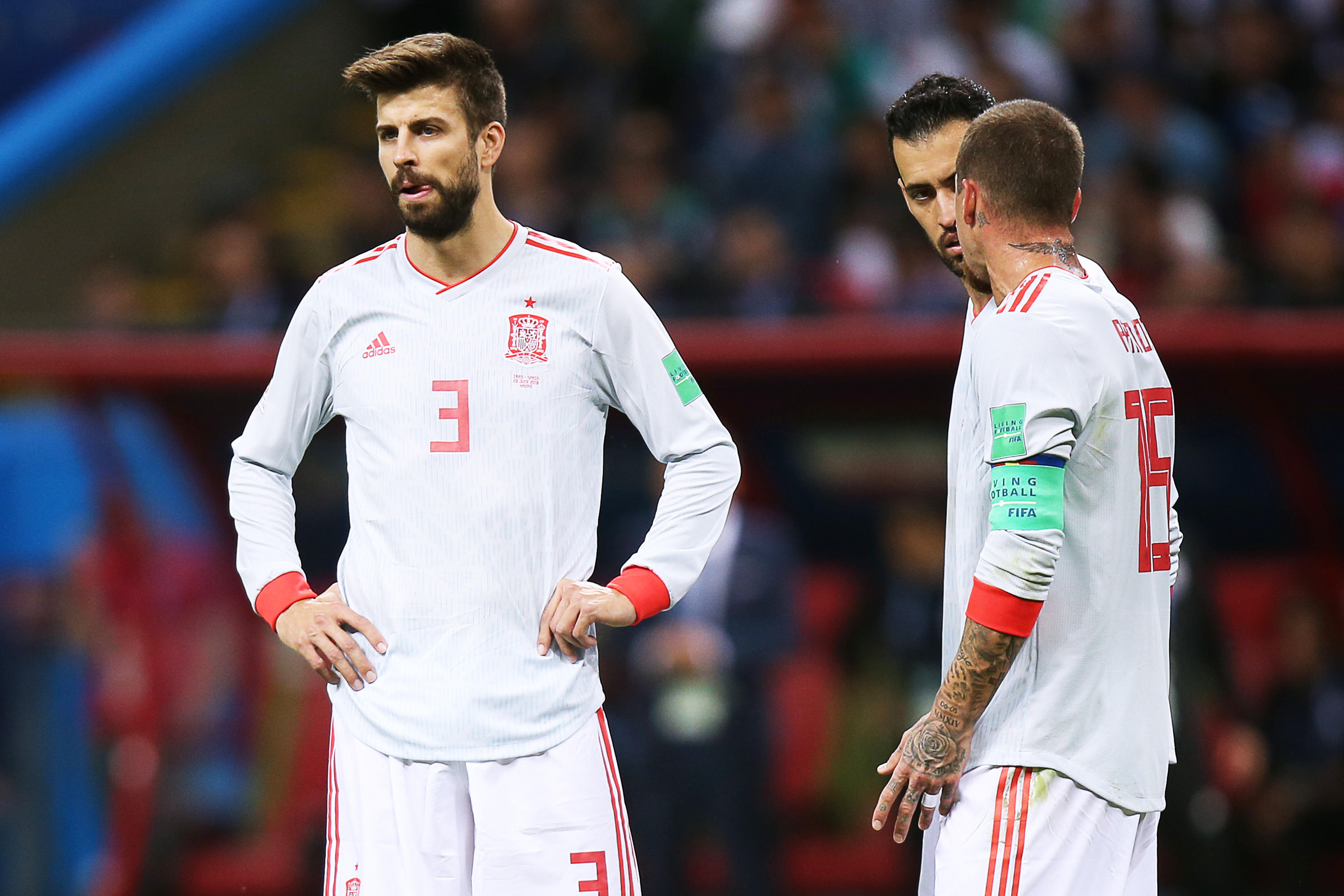 Gerard Piqué durante partida entre Espanha e Irã, válida pela segunda rodada do grupo B da Copa do Mundo, realizada na Arena Kazan - 20/06/2018