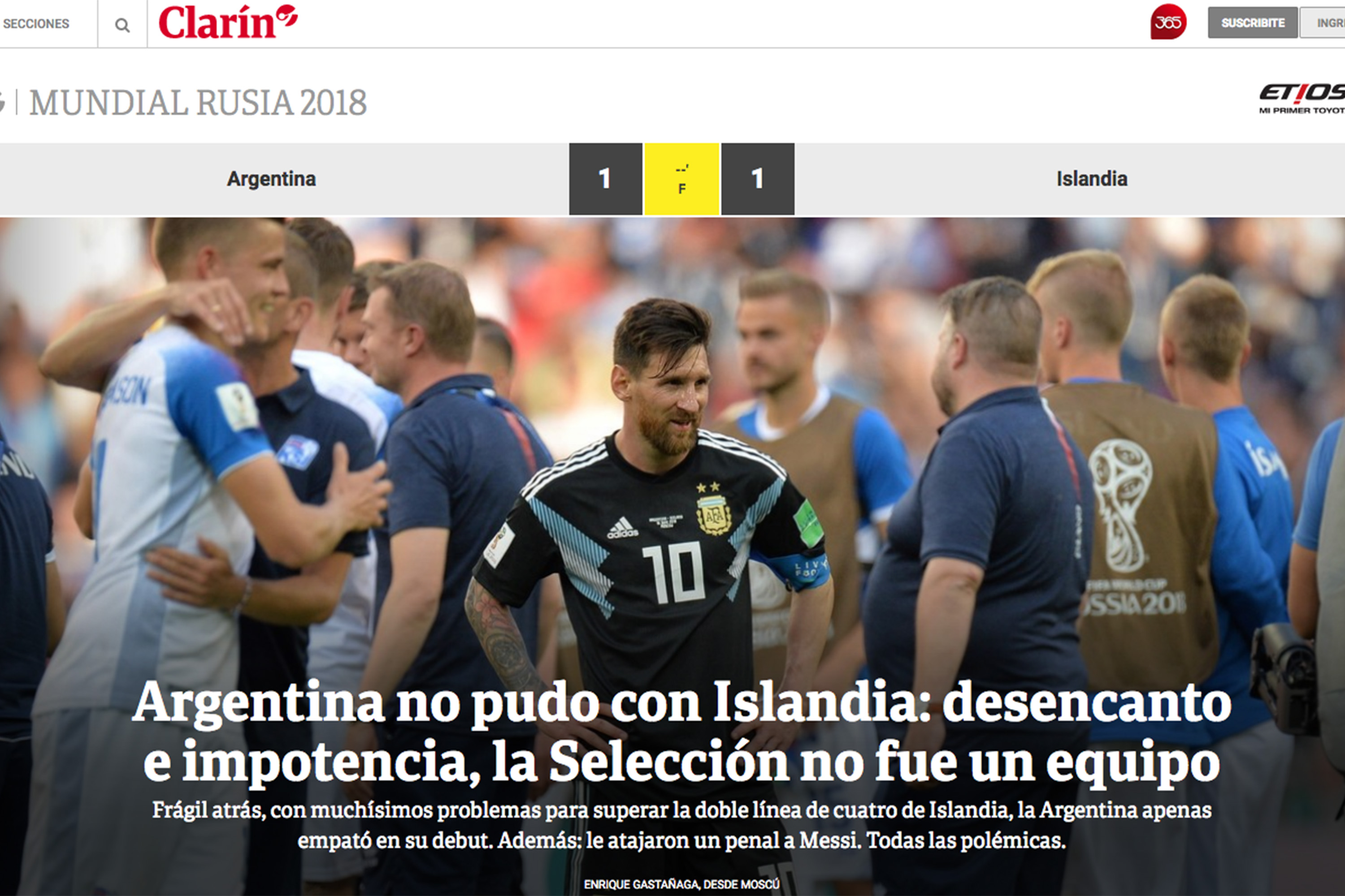 Imprensa argentina poupa Messi, mas critica estreia na Copa: ‘Desencanto’