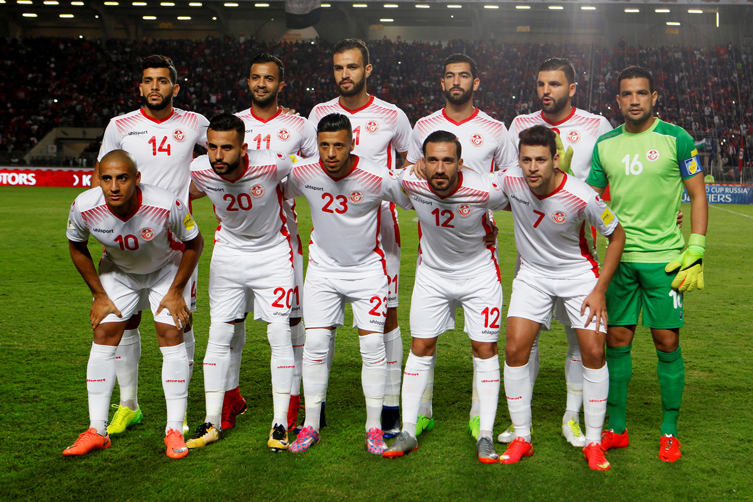 Soccer Football - 2018 World Cup Qualifications - Africa - Tunisia v Libya - Rades Olympic Stadium, Rades, Tunisia - November 11, 2017 Tunisia players pose for a team photo . REUTERS/Zoubeir Souissi