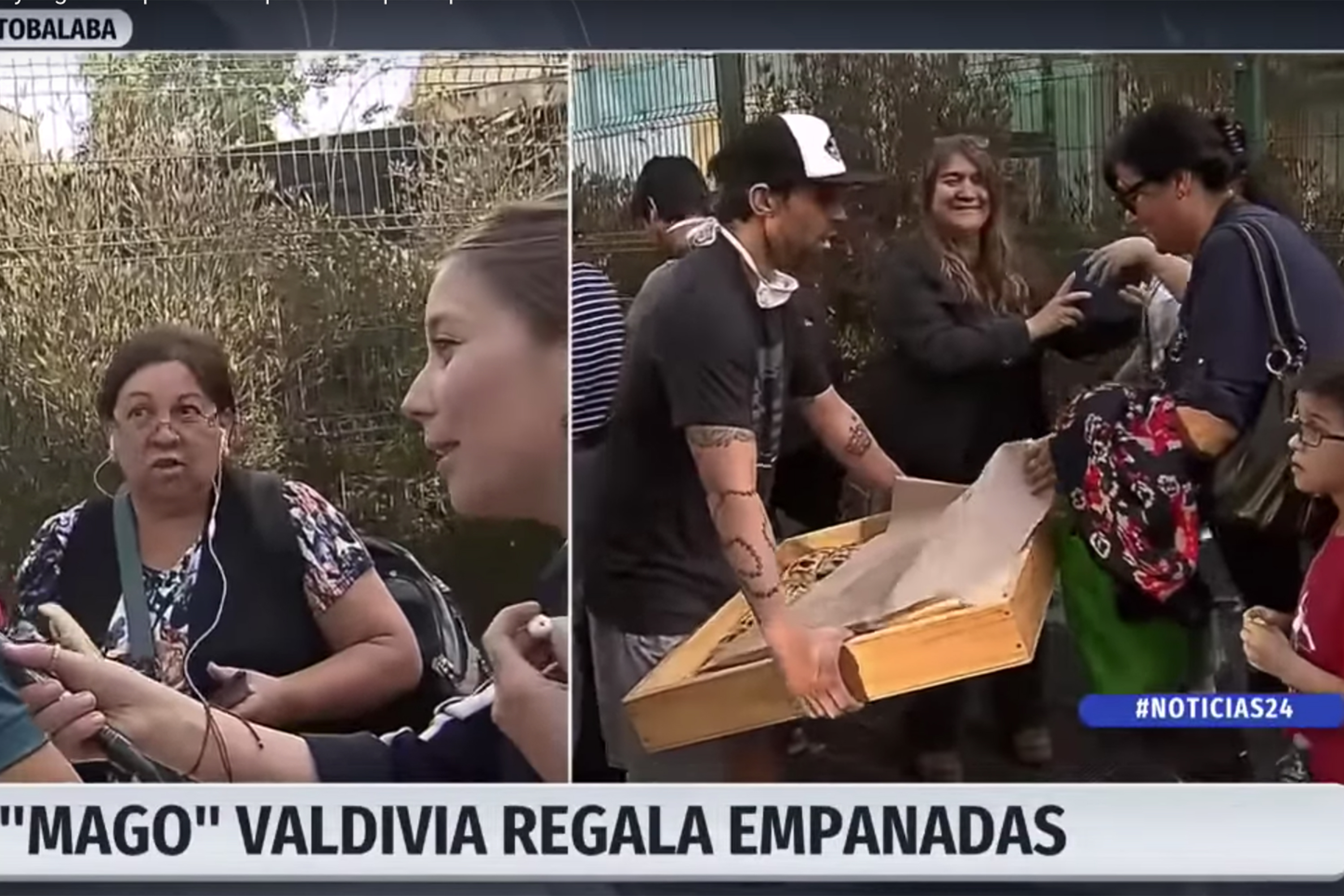 Valdivia distribui empanadas a usuários do transporte público de Santiago
