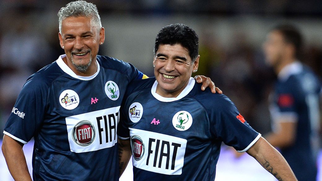 Em Roma, Maradona e Baggio brilham no ‘Jogo pela Paz’
