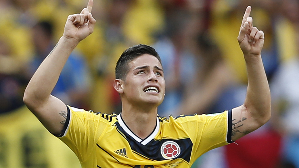 James Rodriguez comemora primeiro gol da Colômbia