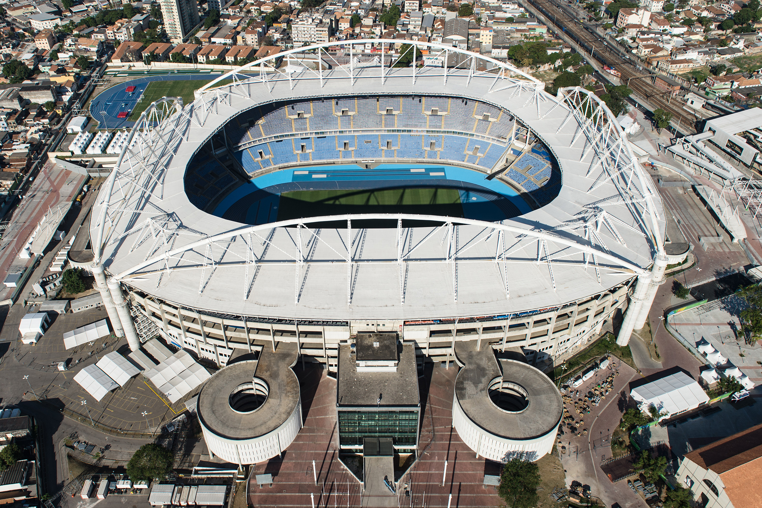 Vista aérea do Estádio do Engenhão, no Rio de Janeiro
