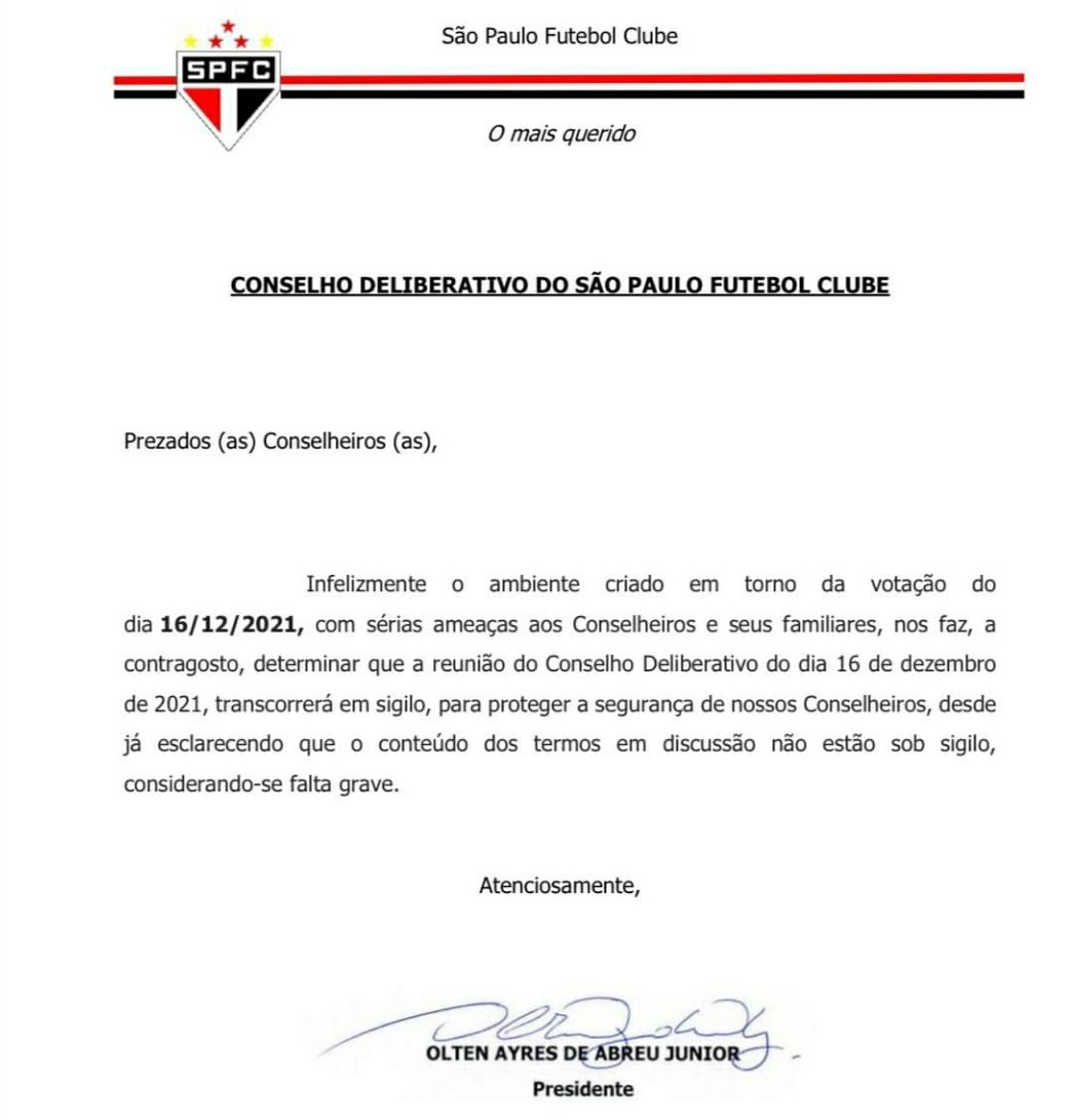 1671e22b-e244-4daf-a05c-b203a467b431 Nas redes, ofício que diz que reunião será conduzida em sigilo -