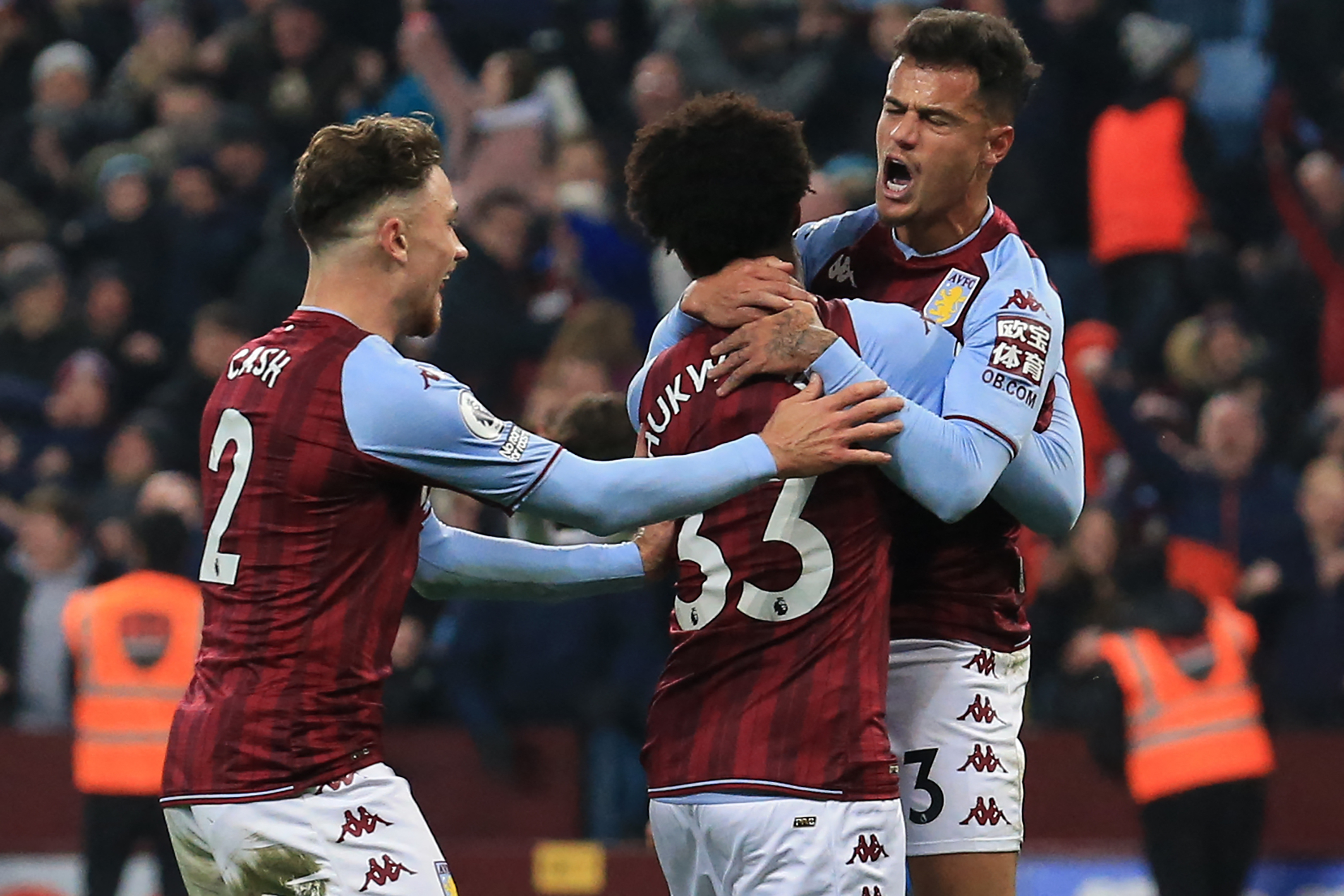 Coutinho entrou no segundo tempo e marcou o gol de empate do Aston Villa -