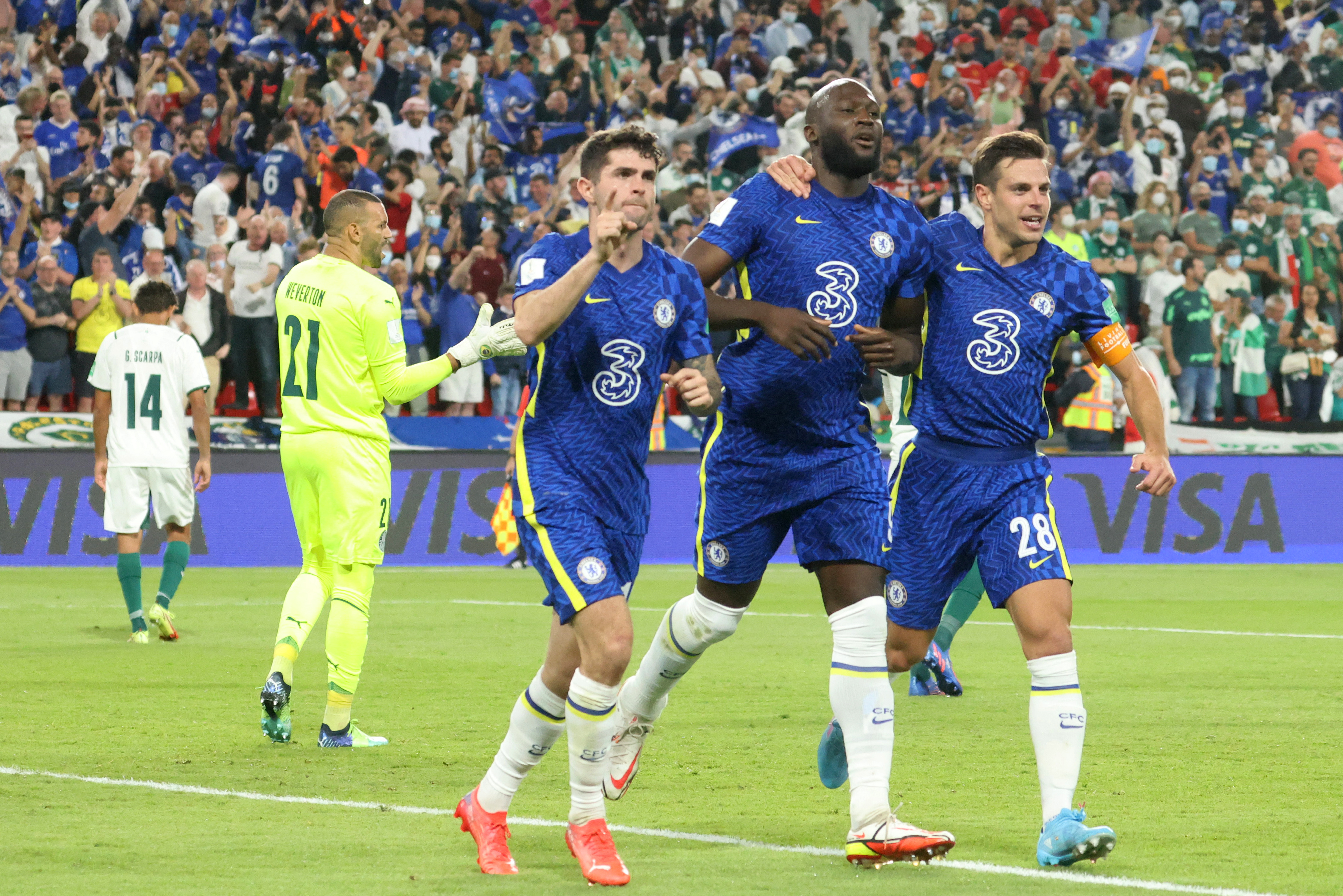 Lukaku comemora gol do Chelsea contra o Palmeiras na final do Mundial -