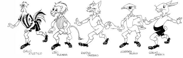 Os mascotes dos clubes mineiros