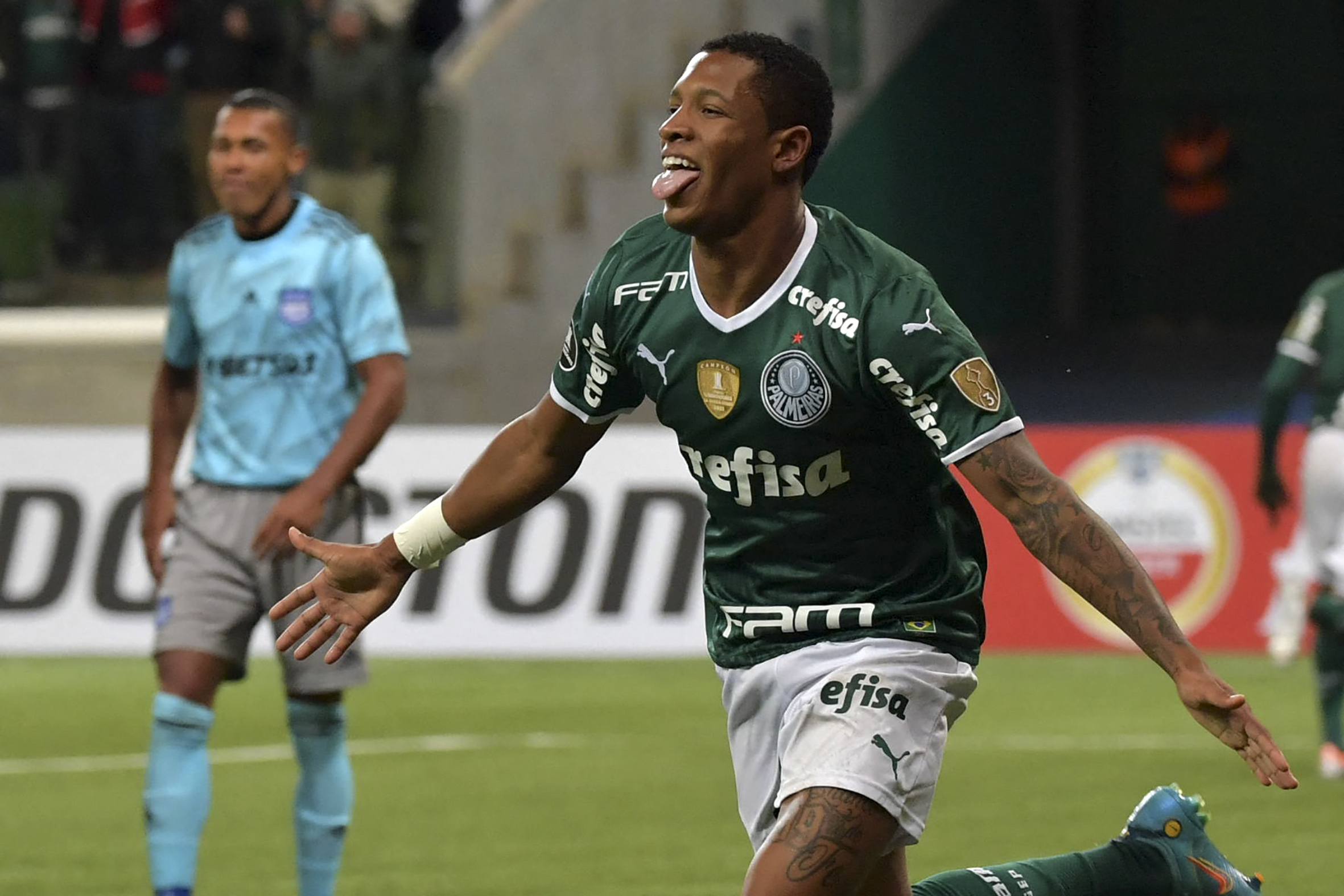 Danilo comemora gol do Palmeiras diante do Emelec pela Libertadores