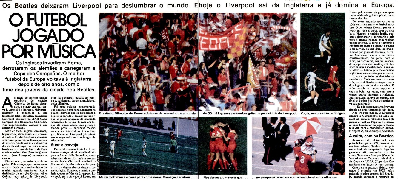 Como PLACAR cobriu o 1º título europeu do Liverpool, em 1977