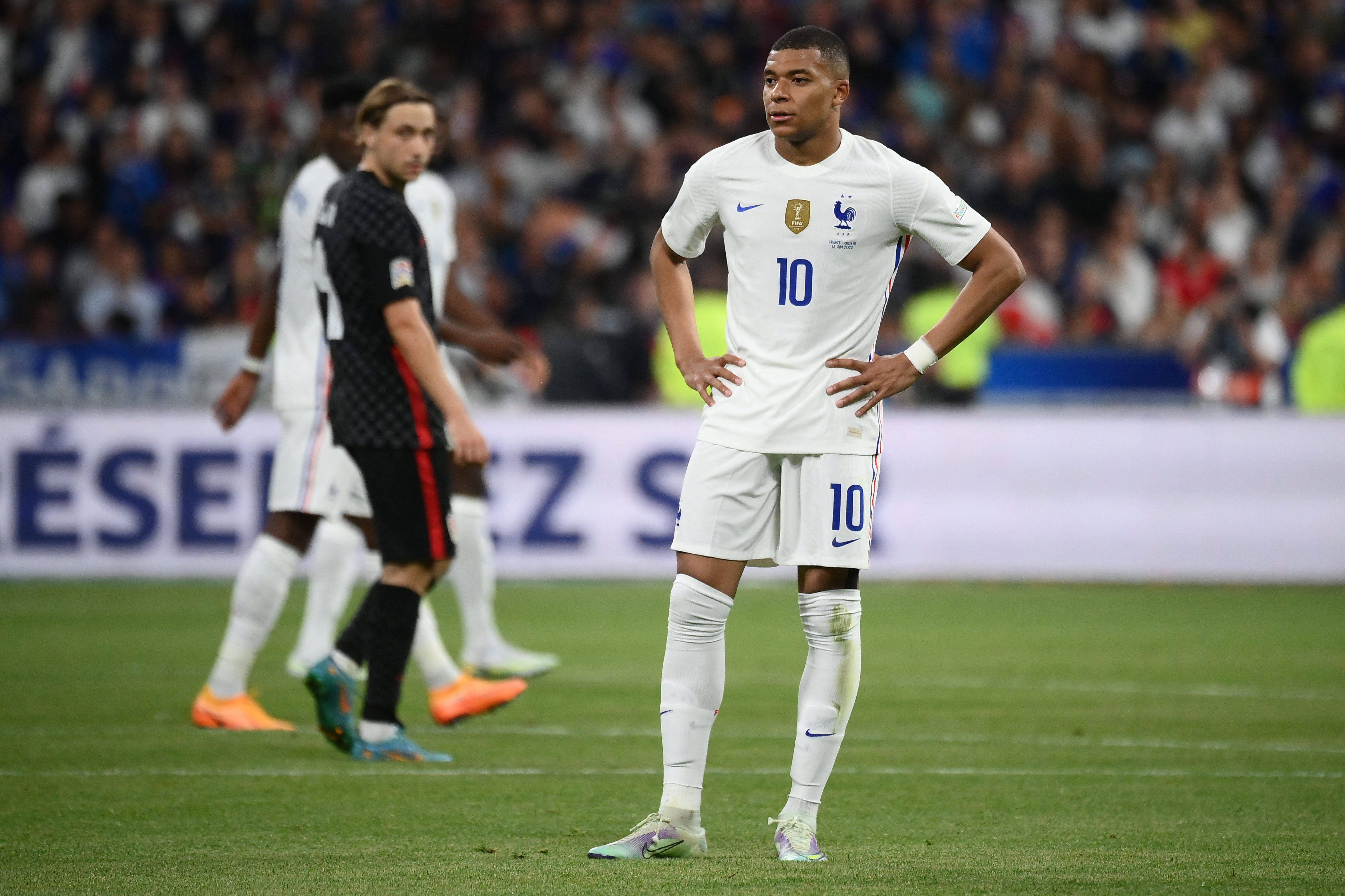 Kylian Mbappe durante derrota por 1 a 0 da França para a Croácia no Stade de France