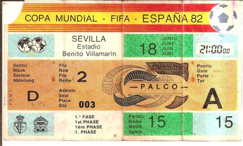 Ingresso de Brasil x Escócia em 1982