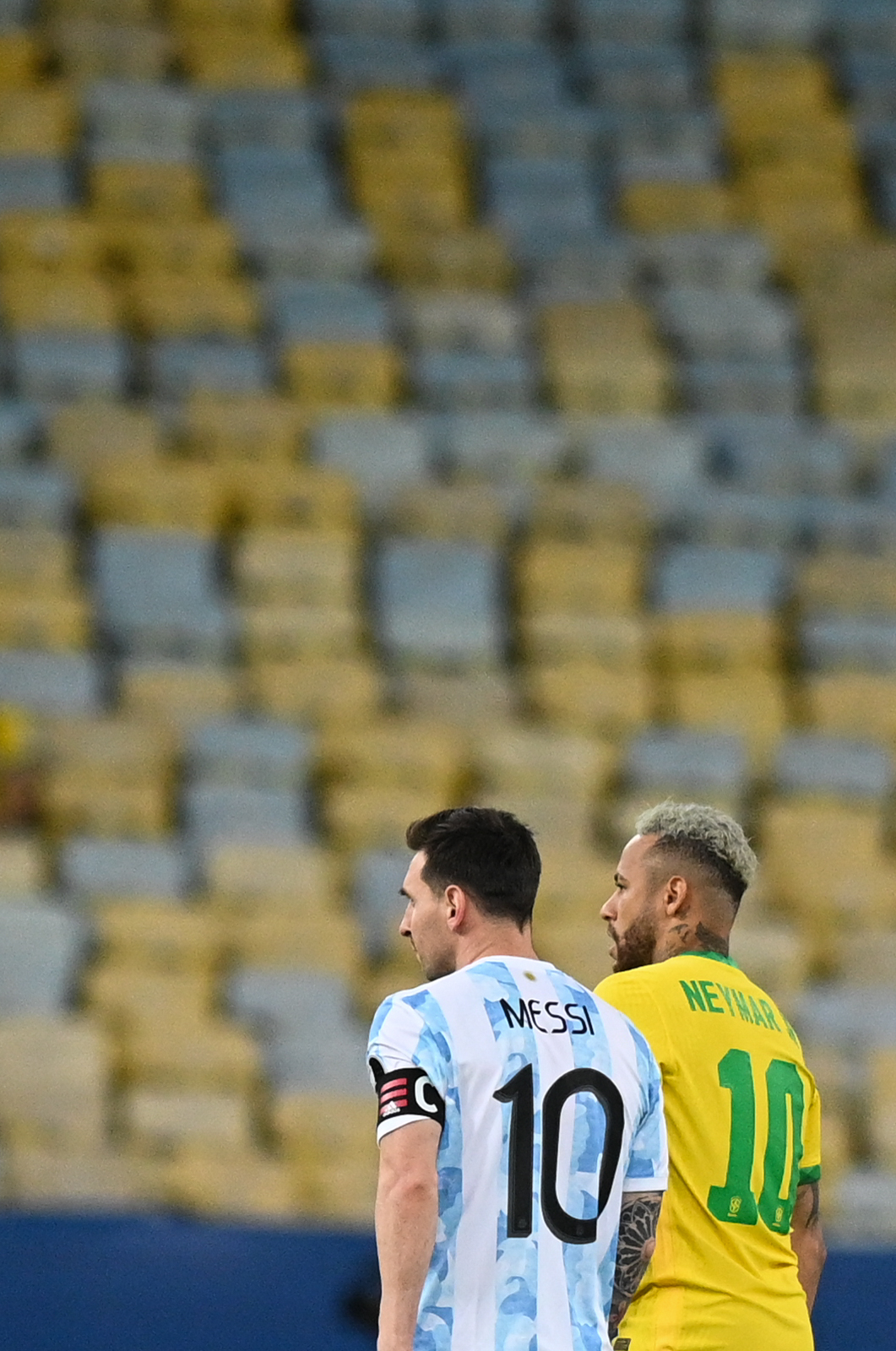 Lionel Messi e Neymar na final da Copa América em 2021