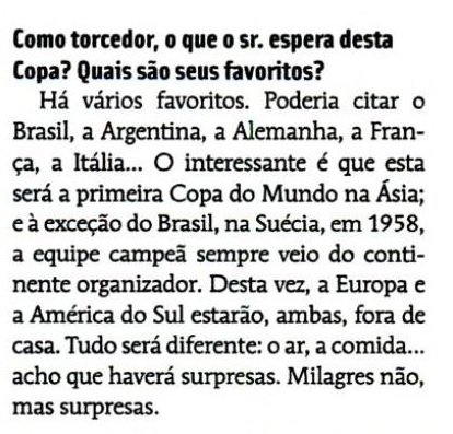Entrevista de Joseph Blatter no guia da Copa de 2002