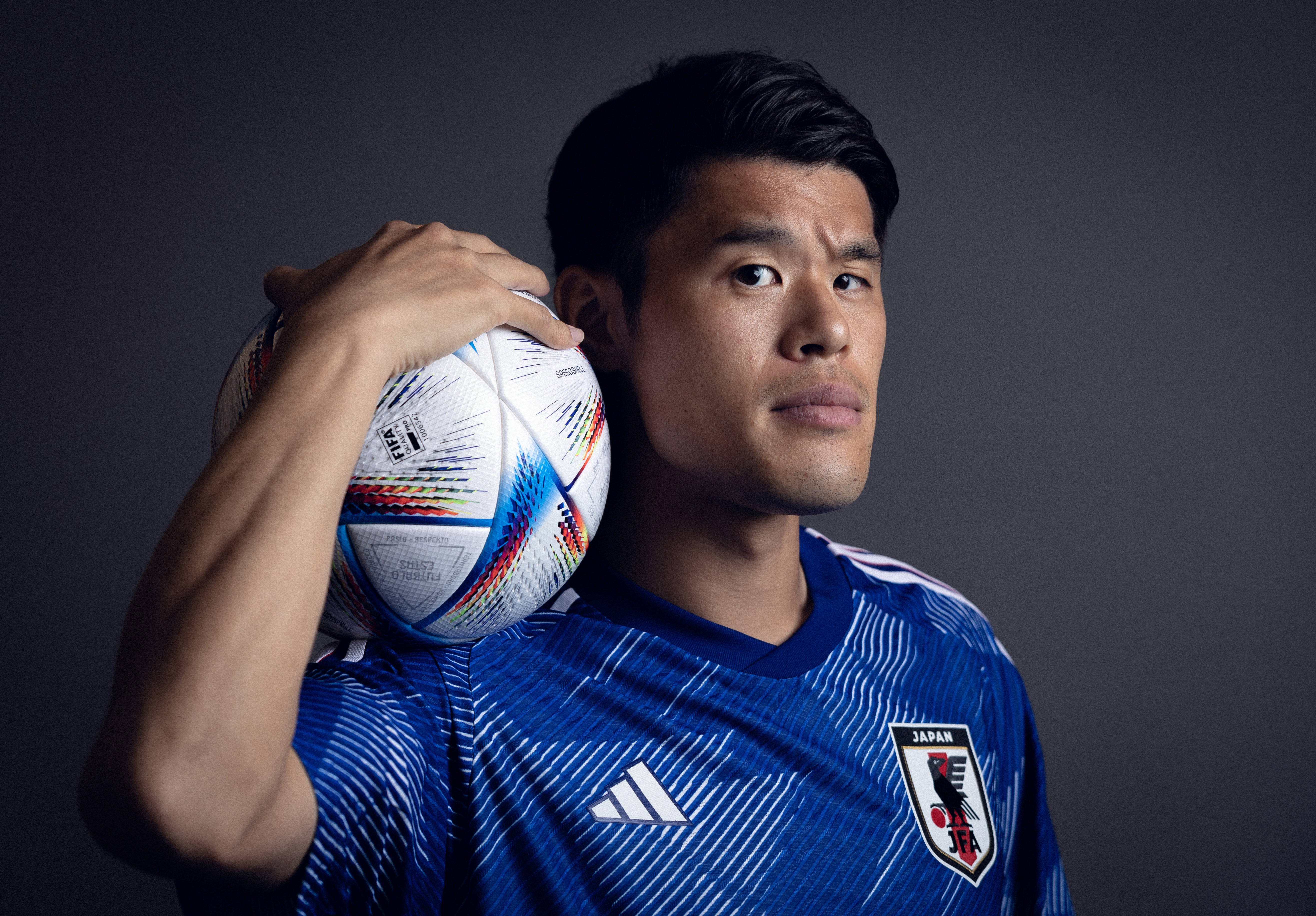 DOHA, QATAR - NOVEMBER 15: Hiroki Sakai poses during the official FIFA World Cup Qatar 2022 portrait session at on November 15, 2022 in Doha, Qatar. (Photo by Mark Metcalfe - FIFA/FIFA via Getty Images)