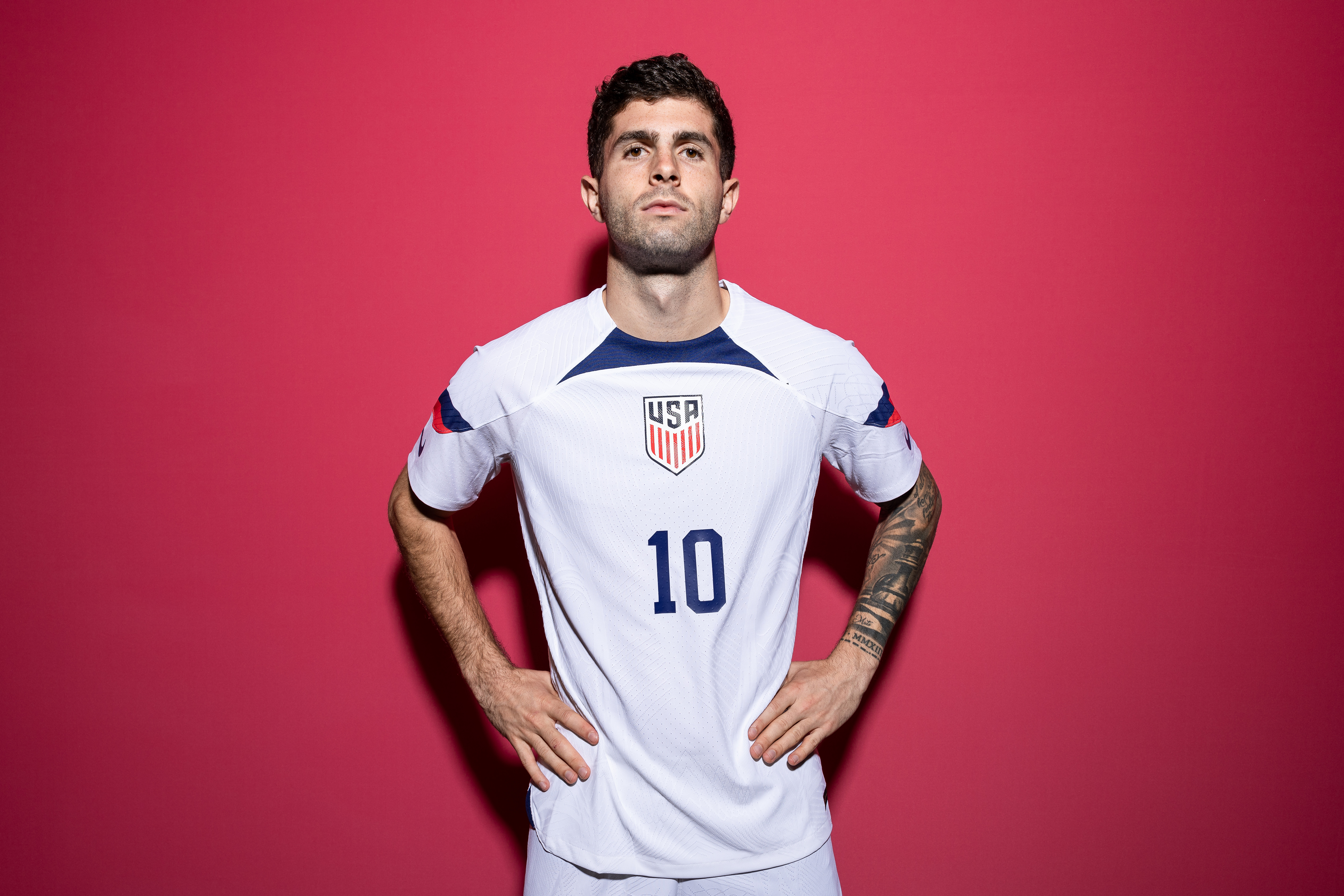 DOHA, QATAR - NOVEMBER 15: Christian Pulisic of United States poses during the official FIFA World Cup Qatar 2022 portrait session at on November 15, 2022 in Doha, Qatar. (Photo by Patrick Smith - FIFA/FIFA via Getty Images)