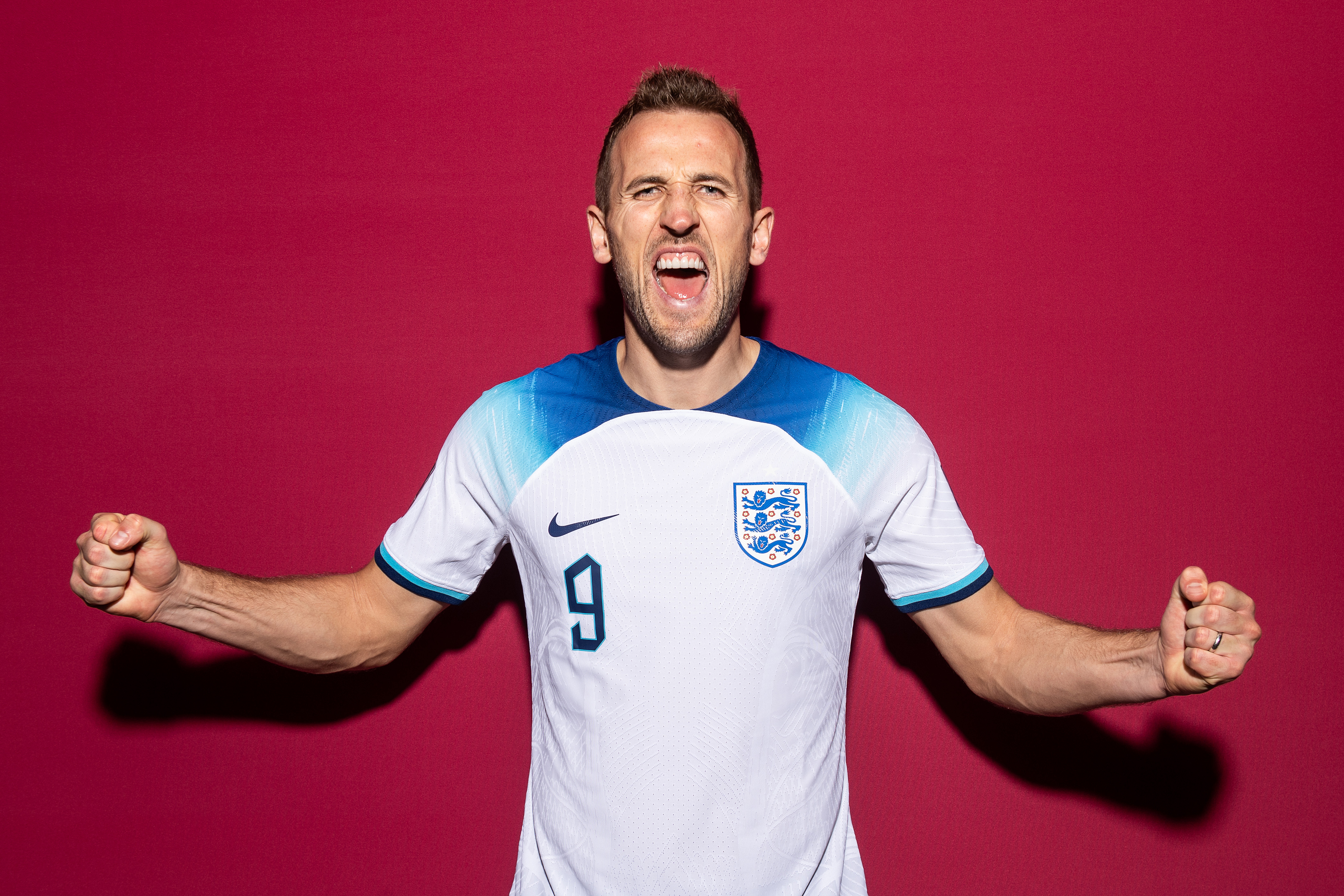 DOHA, QATAR - NOVEMBER 16: Harry Kane of England poses during the official FIFA World Cup Qatar 2022 portrait session on November 16, 2022 in Doha, Qatar. (Photo by Mike Hewitt - FIFA/FIFA via Getty Images)