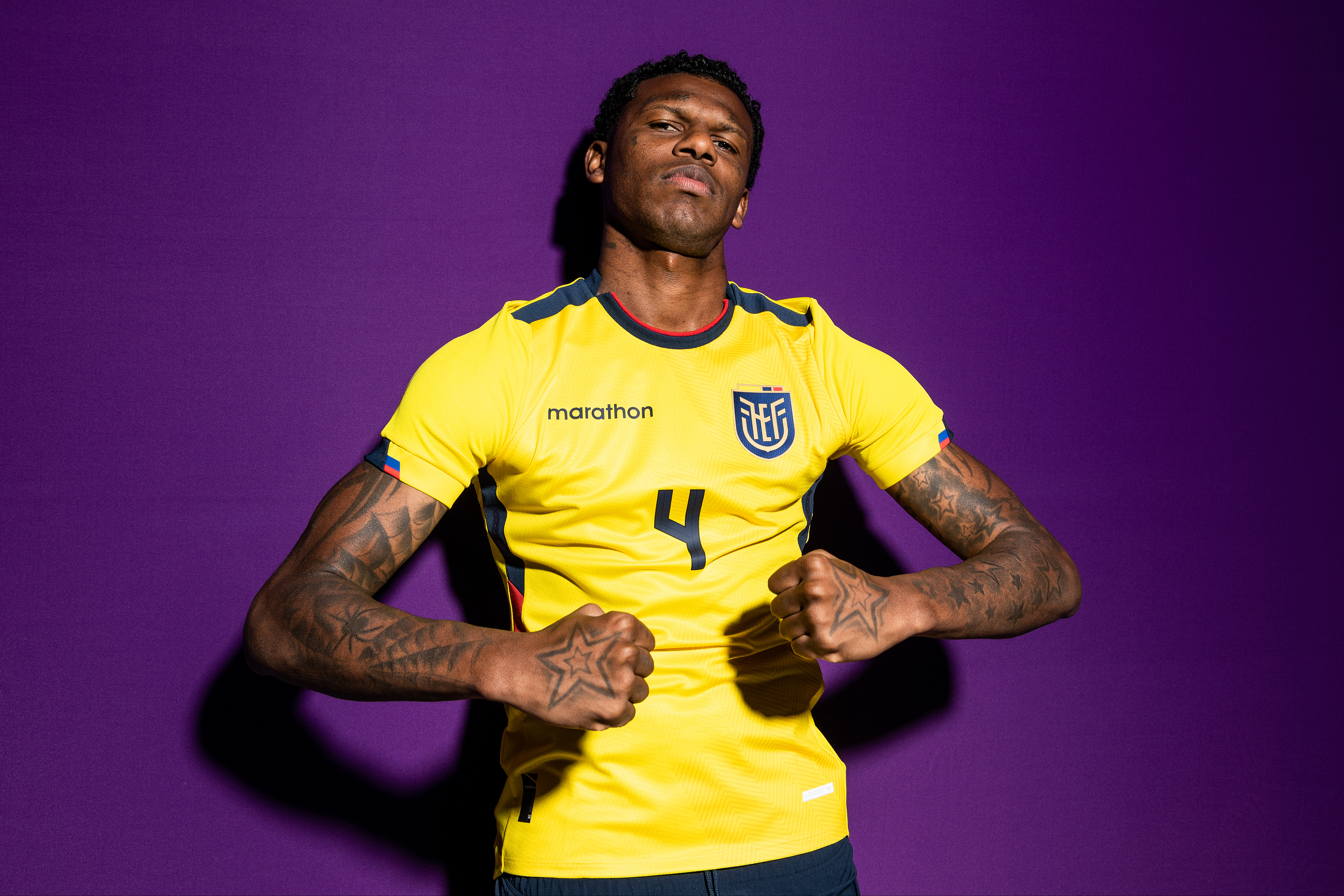DOHA, QATAR - NOVEMBER 16: Robert Arboleda of Ecuador poses during the official FIFA World Cup Qatar 2022 portrait session on November 16, 2022 in Doha, Qatar. (Photo by David Ramos - FIFA/FIFA via Getty Images)