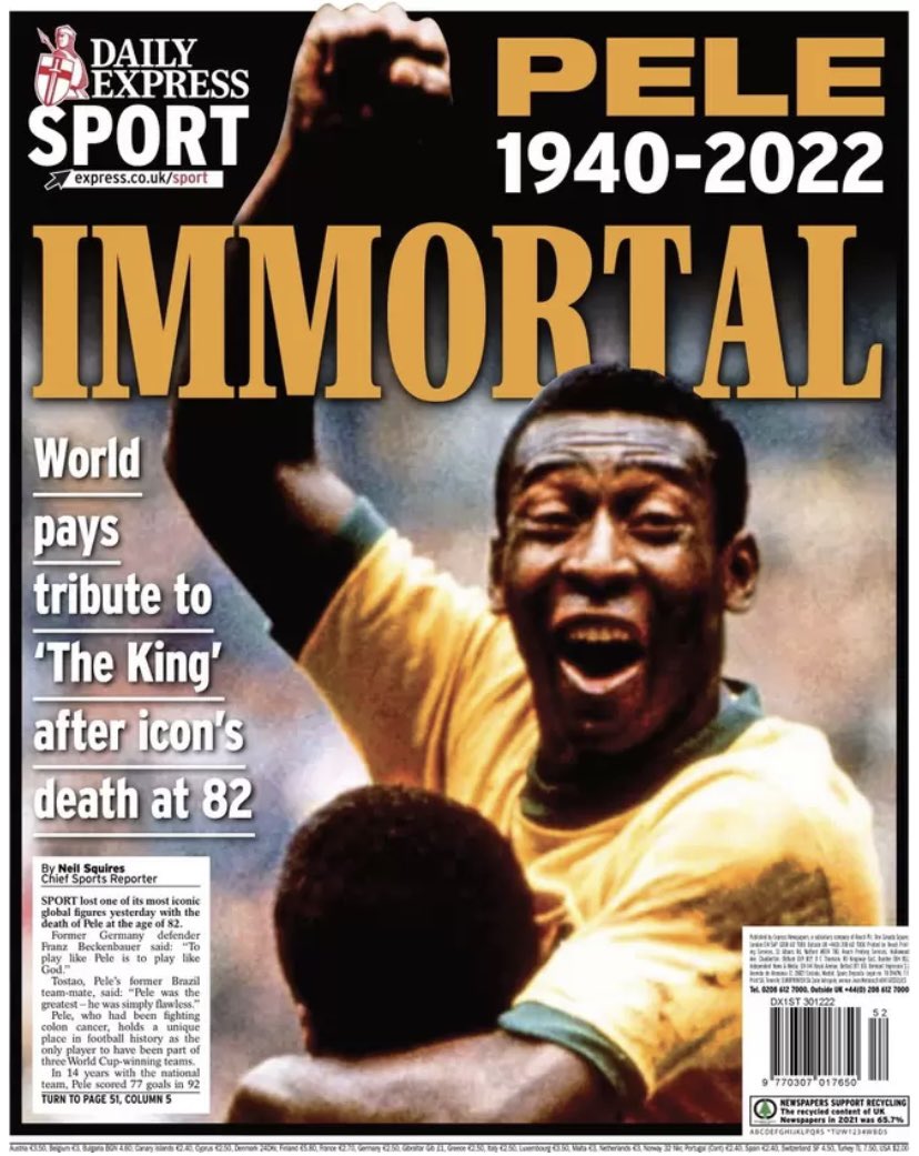 Ingleses não pouparam elogios a Pelé -