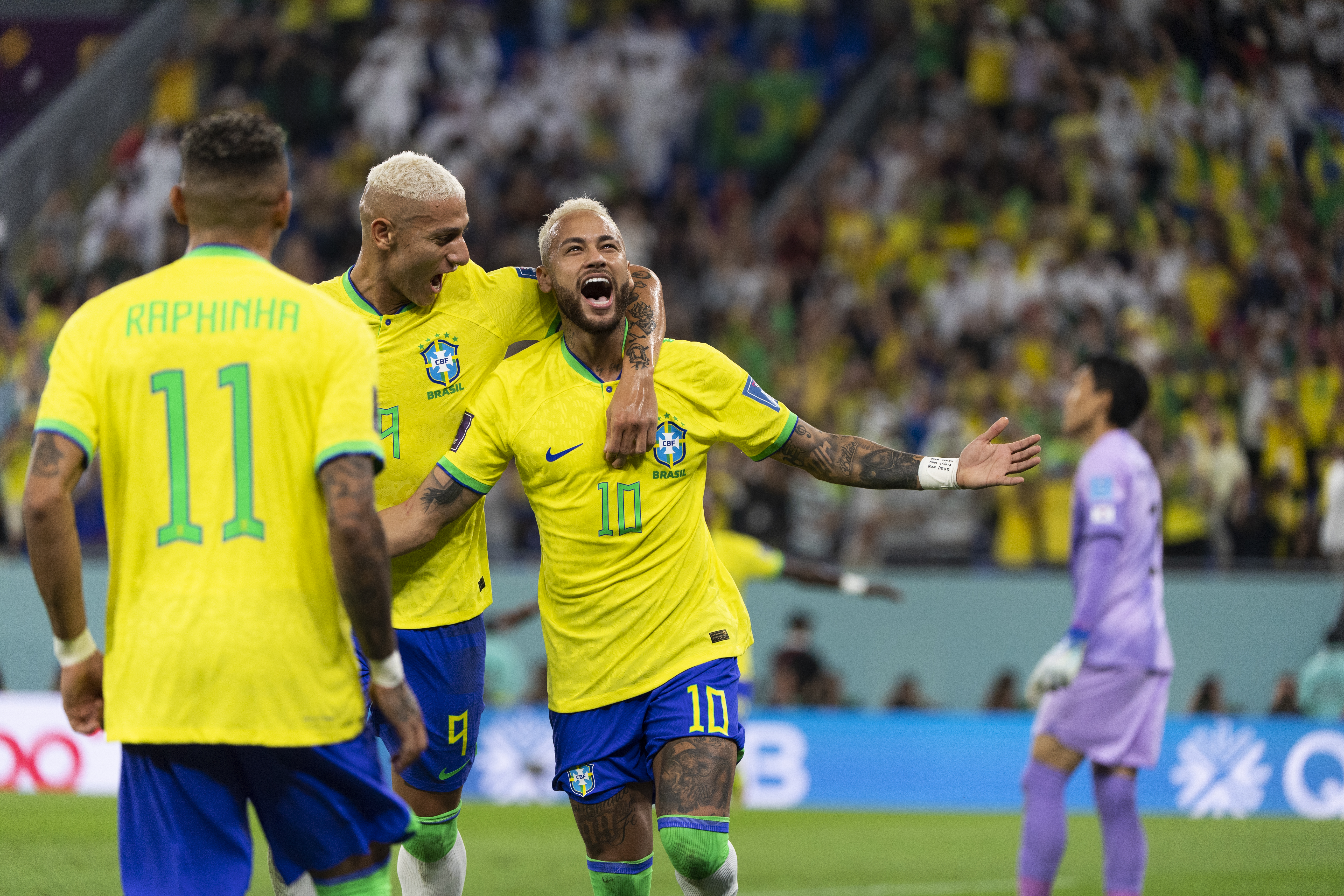 Neymar marcou o segundo do Brasil diante dos coreanos -