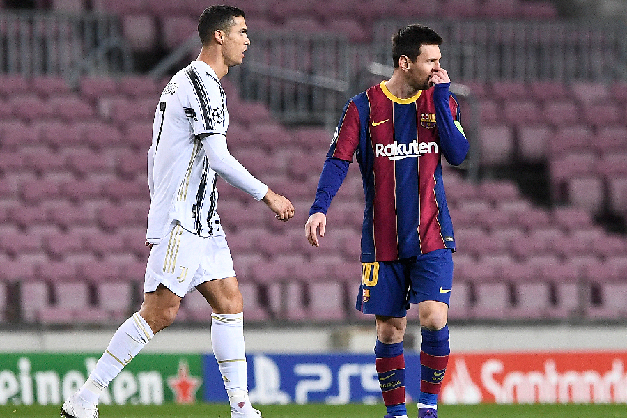 Messi e CR7 no último encontro, há pouco mais de dois anos -