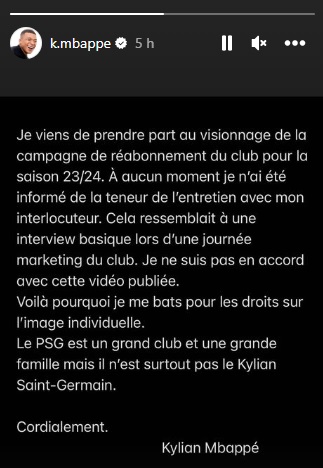 Desabafo nas redes sociais de Mbappé Desabafo nas redes sociais de Mbappé