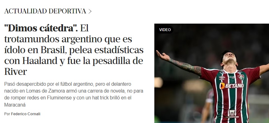 Diário 'La Nación' cita Cano como um andarilho da bola