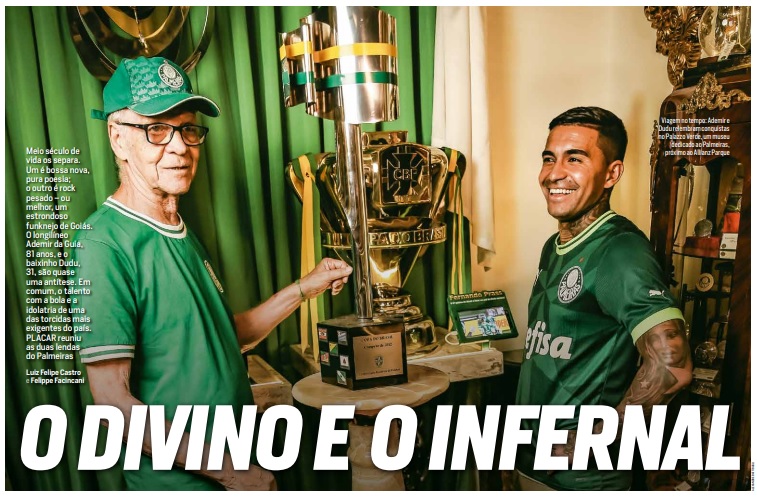Encontro de gerações: Ademir e Dudu repassam glórias pelo Palmeiras