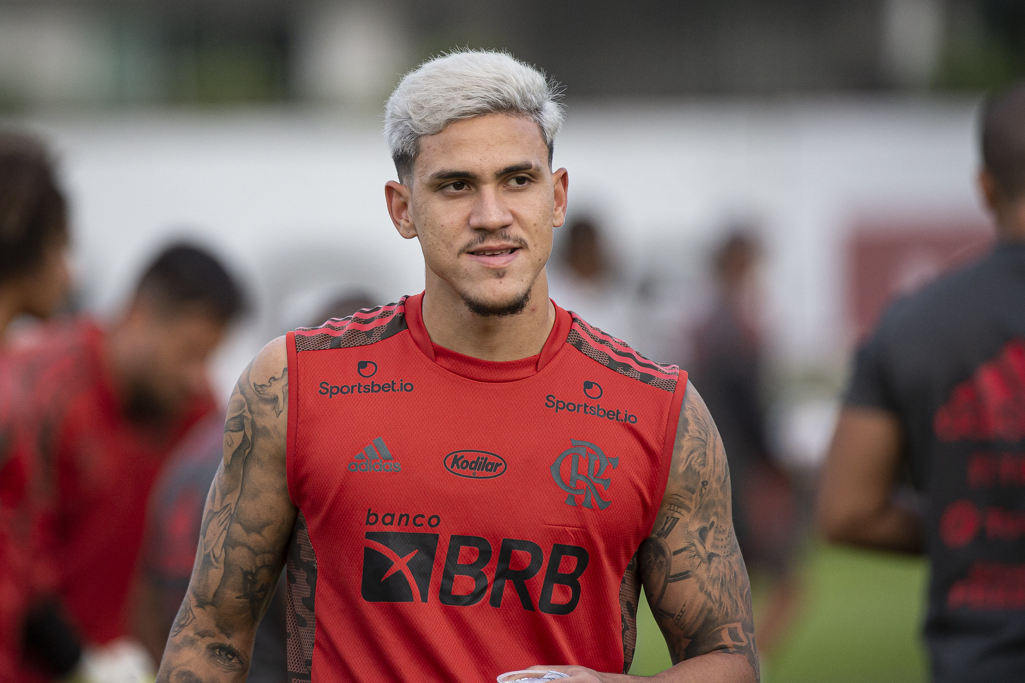 Pedro durante treino do Flamengo