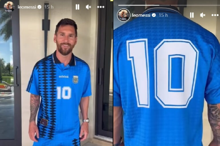 Com Messi como modelo, Argentina relança camisa de 1994