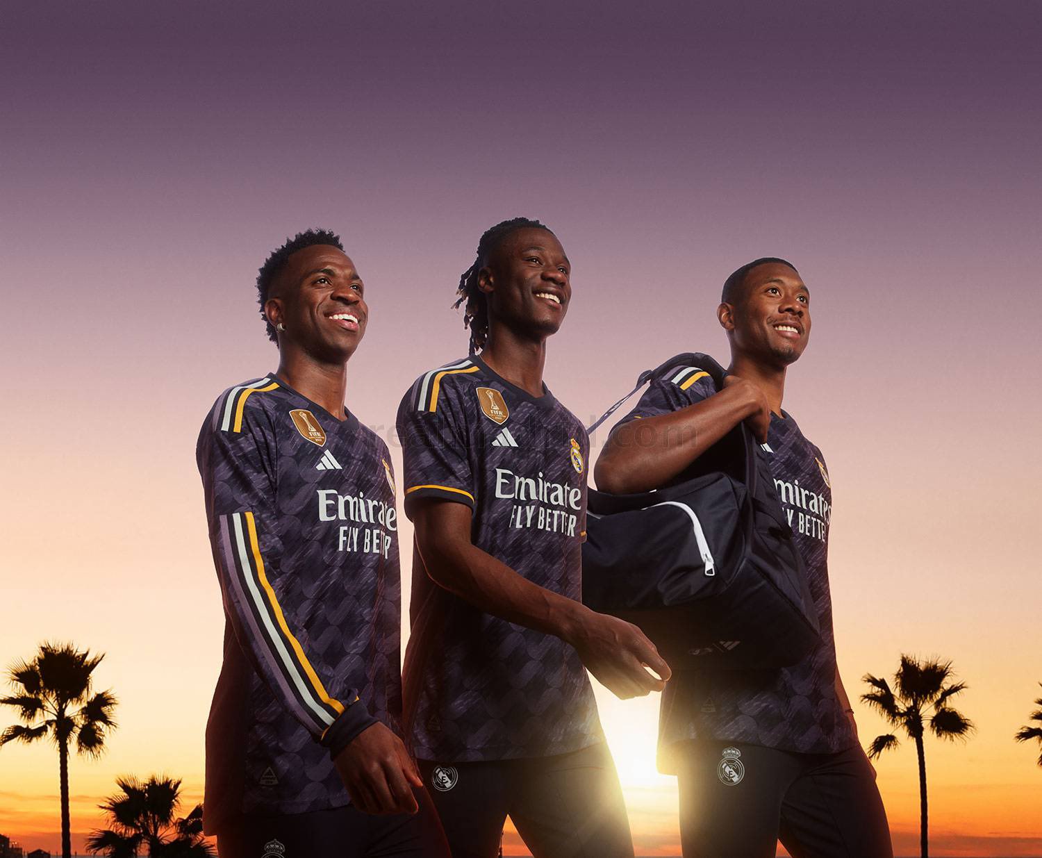 Vini Jr, Camavinga e Alaba com novo uniforme do Real - Real Madrid/Divulgação