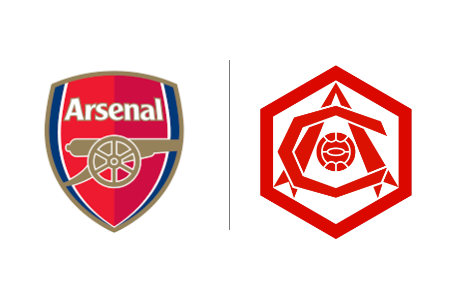 Símbolo do Arsenal atual e versão da décadas de 1930 e 1940 - Arsenal/Divulgação