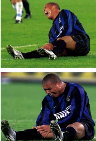 O drama: poucosminutos depois de entrar em campo para enfrentar a Lazio na final da Copa da Itália, Ronaldo voltou a machucar o joelho que havia operado - Getty Images