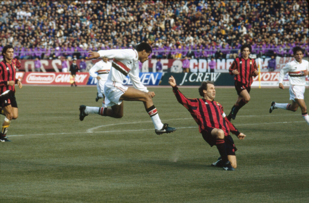 Cafu do São Paulo x Baresi do Milan, final do Campeonato Mundial Interclubres de 1993. - Nico Esteves/PLACAR